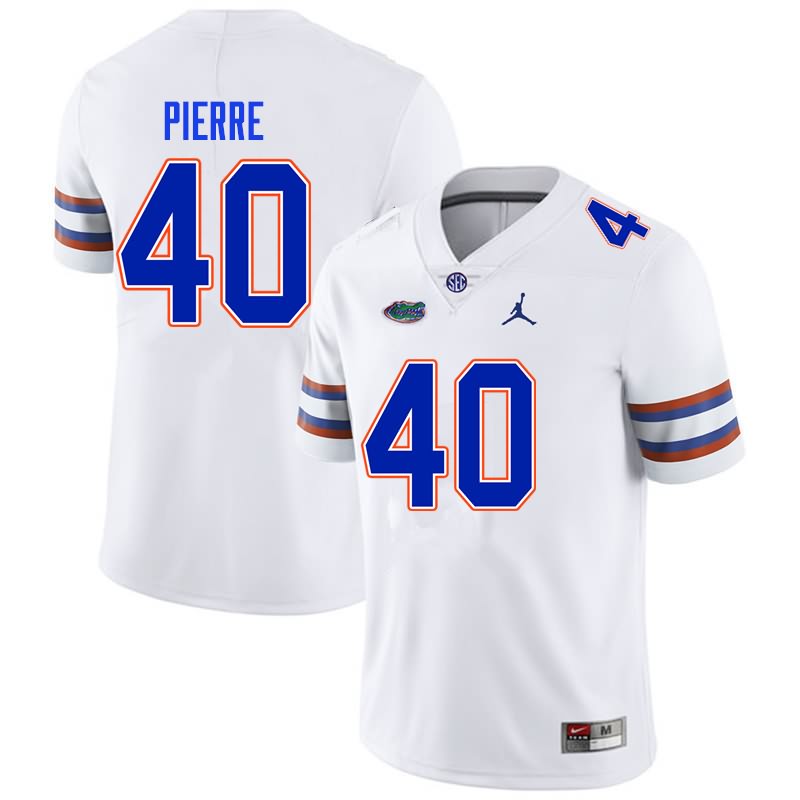 Men's NCAA Florida Gators Jesiah Pierre #40 Stitched Authentic Nike White College Football Jersey OKU1465LW